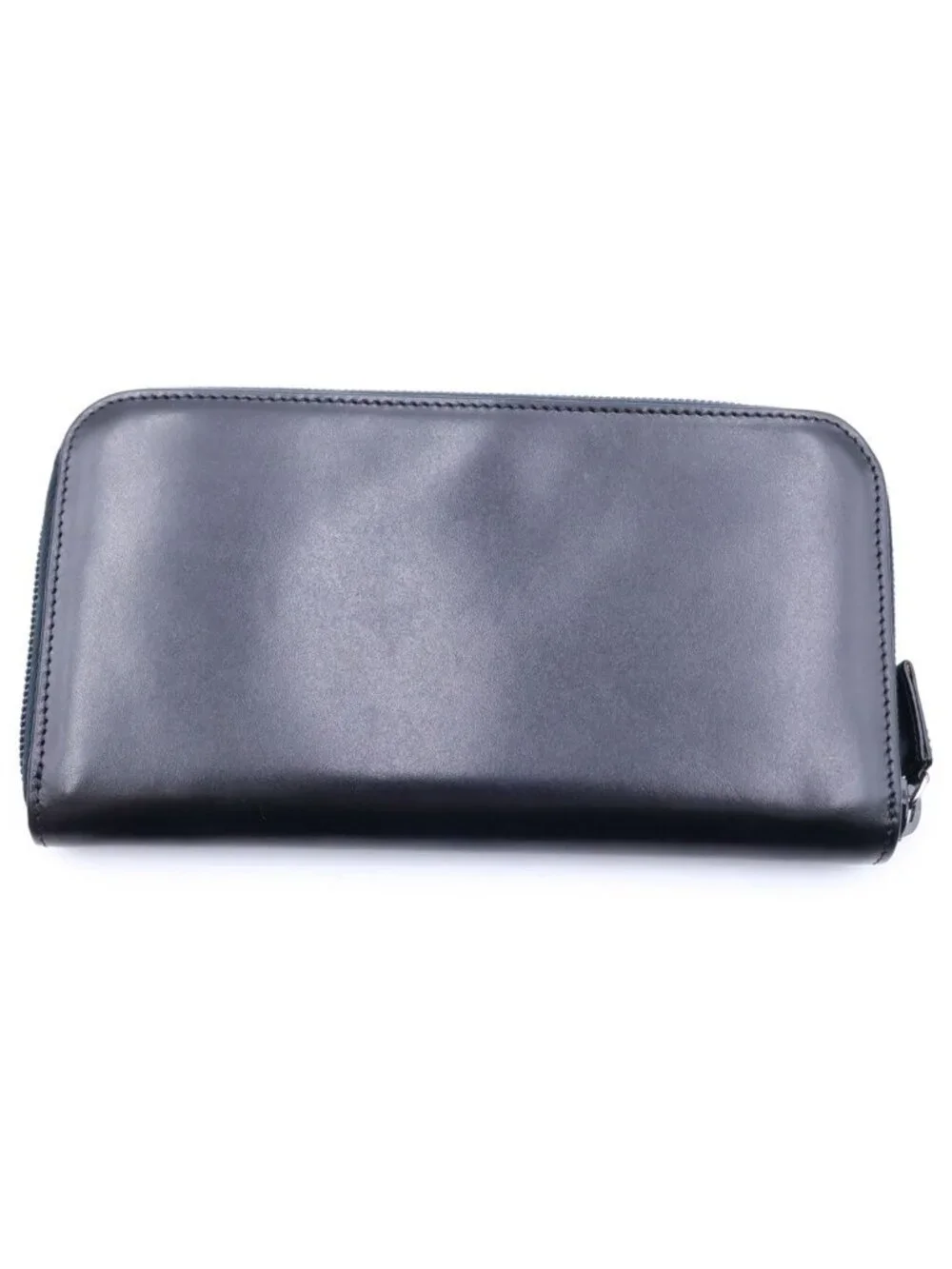 Prada Logo Zip Around Wallet Black Leather